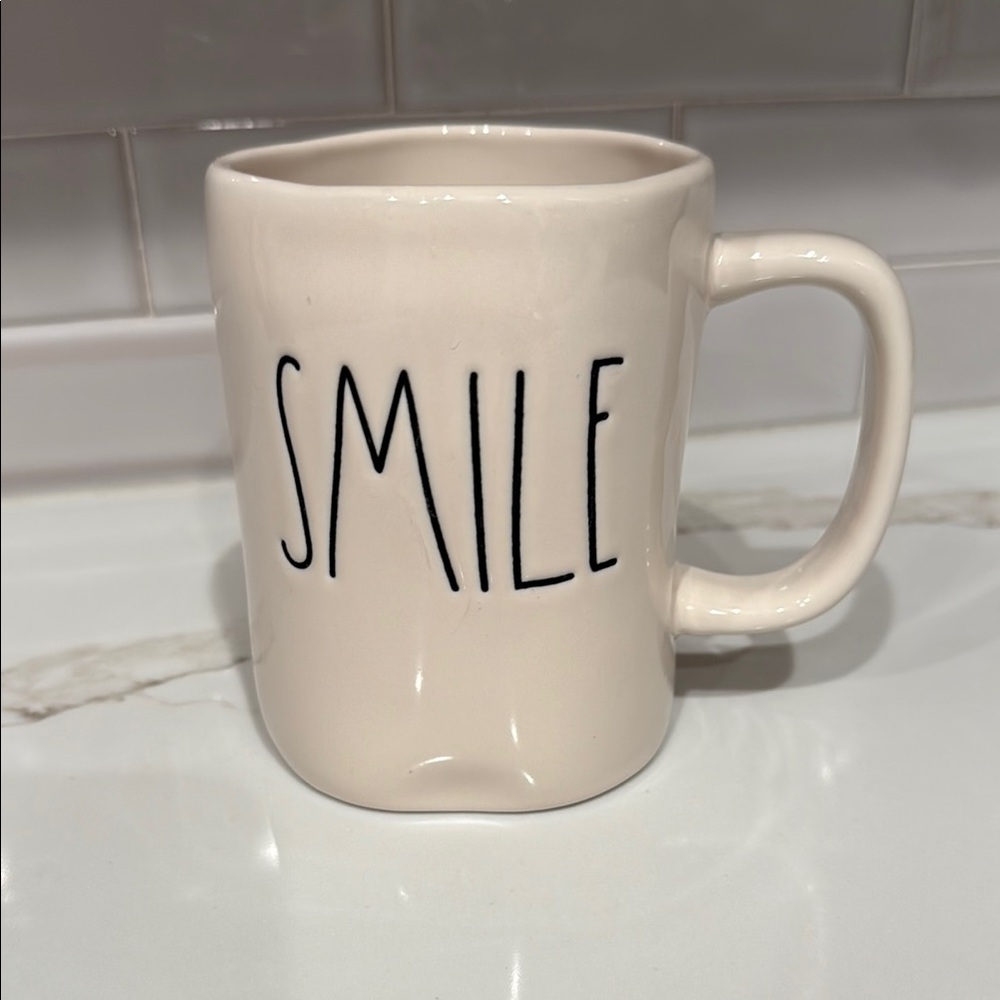Rae Dunn Cream Black Lettering Mug